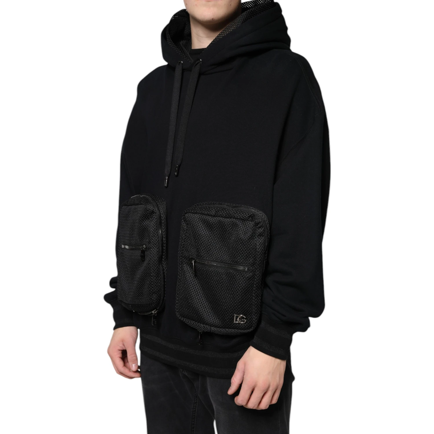 Black Hooded Pullover Men Sweatshirt Sweater