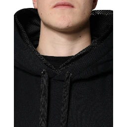 Black Hooded Pullover Men Sweatshirt Sweater