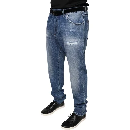 Blue Washed Cotton Stretch Men Denim Jeans