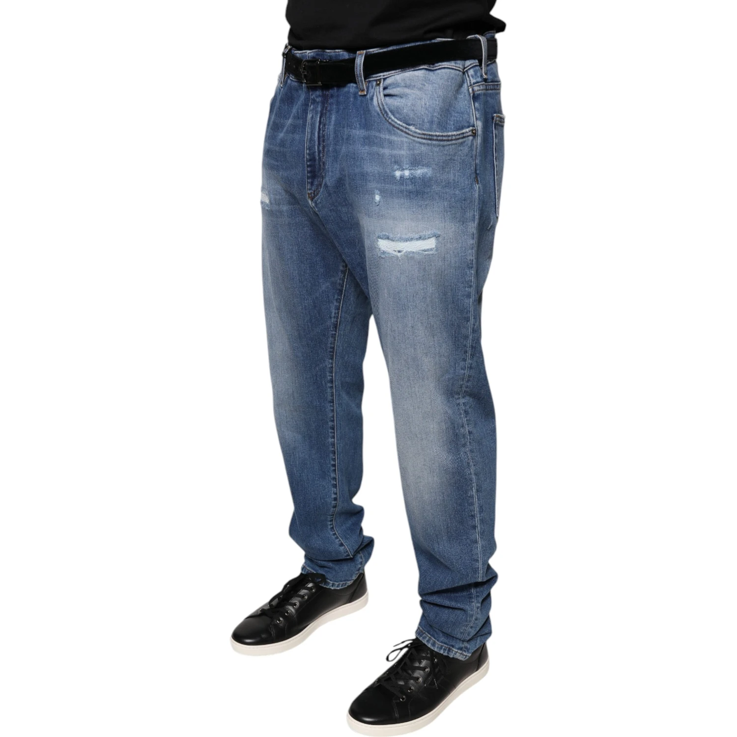 Blue Washed Cotton Stretch Men Denim Jeans