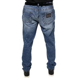 Blue Washed Cotton Stretch Men Denim Jeans