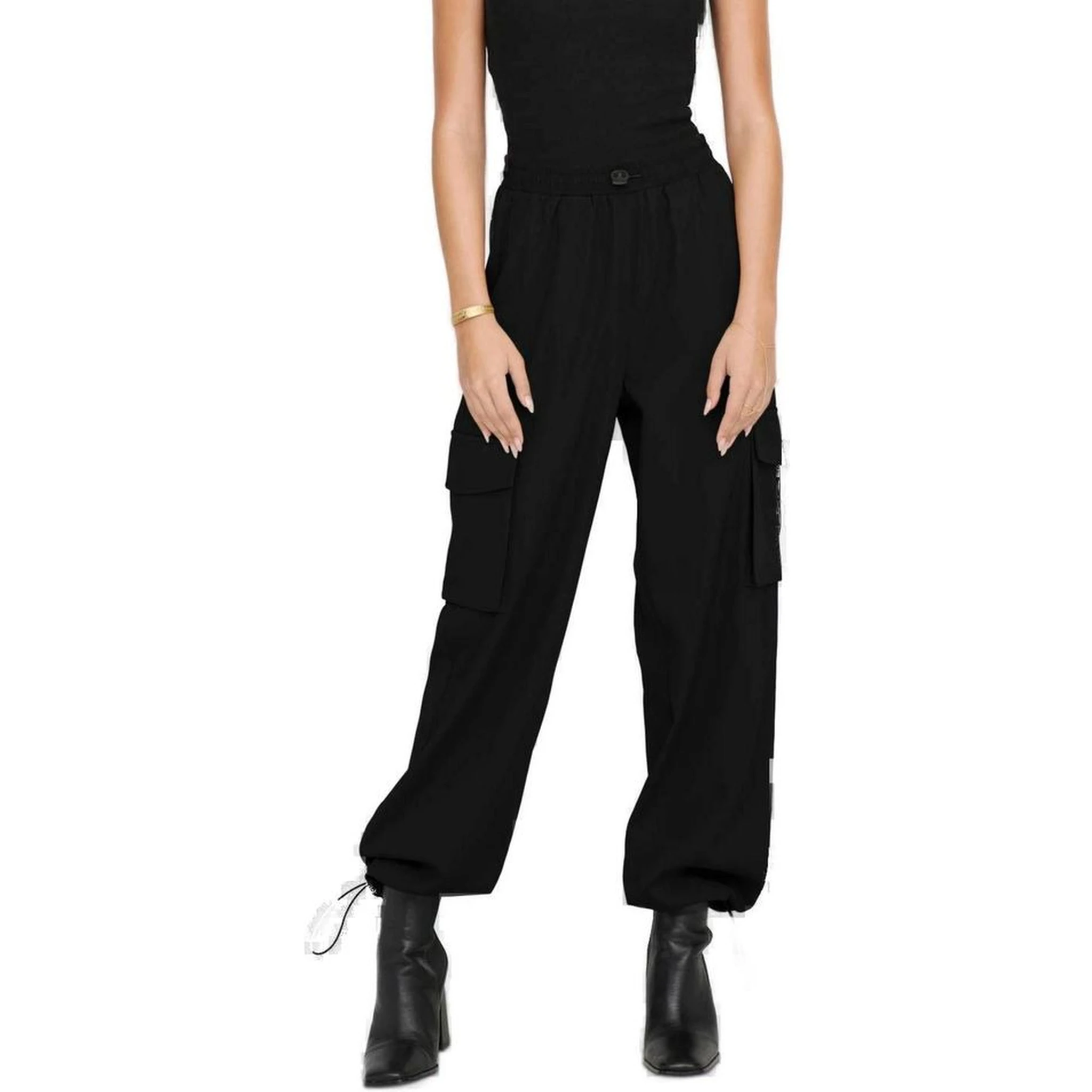 Black Cotton Cargo Pants