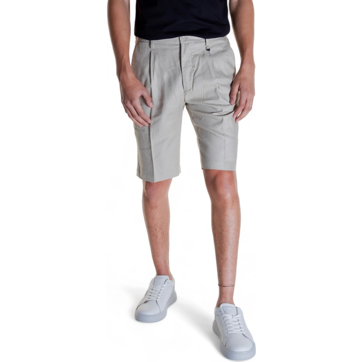 Beige Linen Bermuda Shorts