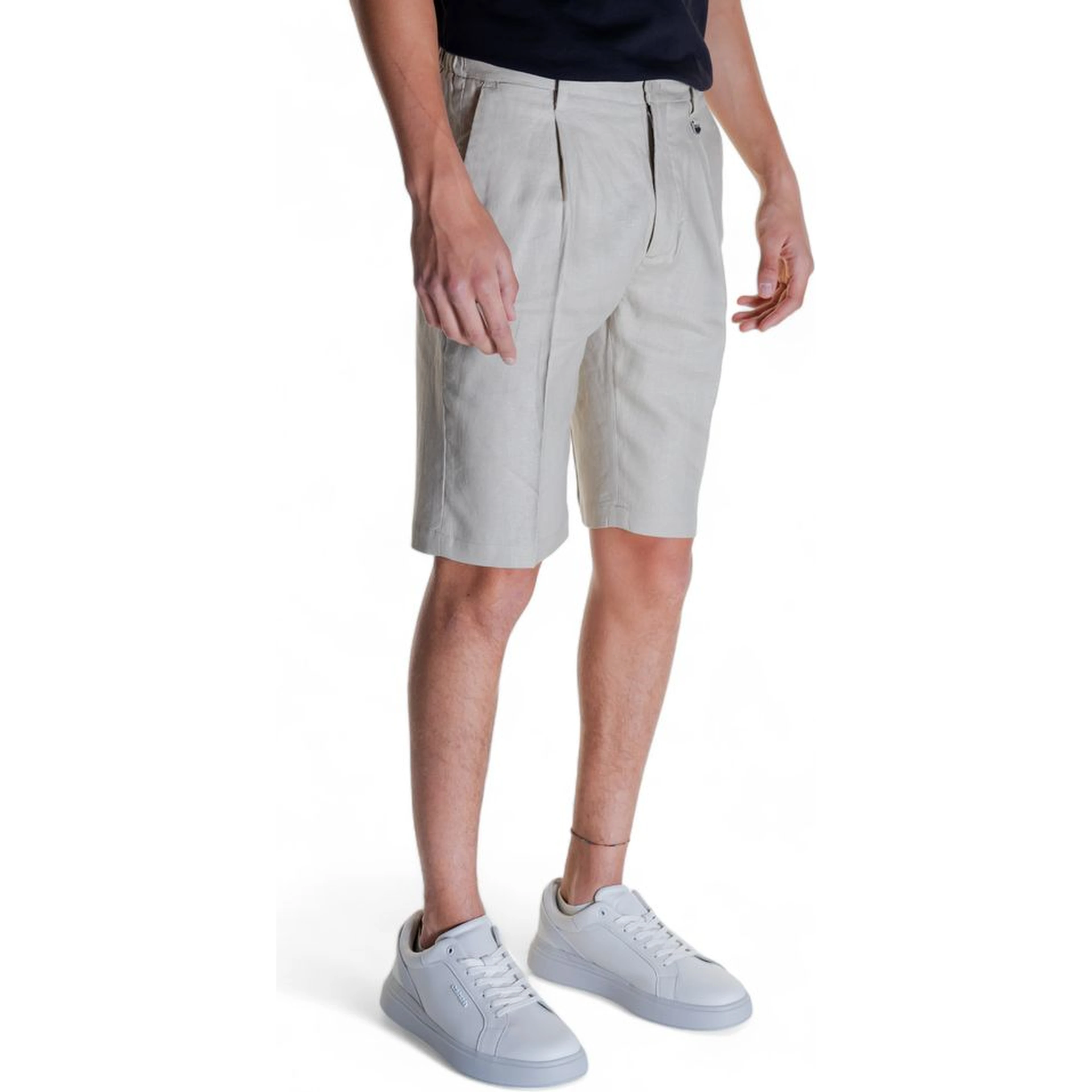 Beige Linen Bermuda Shorts