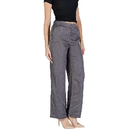 Gray Polyester Casual Pants