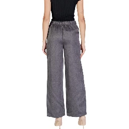 Gray Polyester Casual Pants