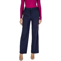 Blue Viscose Casual Pants