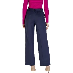 Blue Viscose Casual Pants