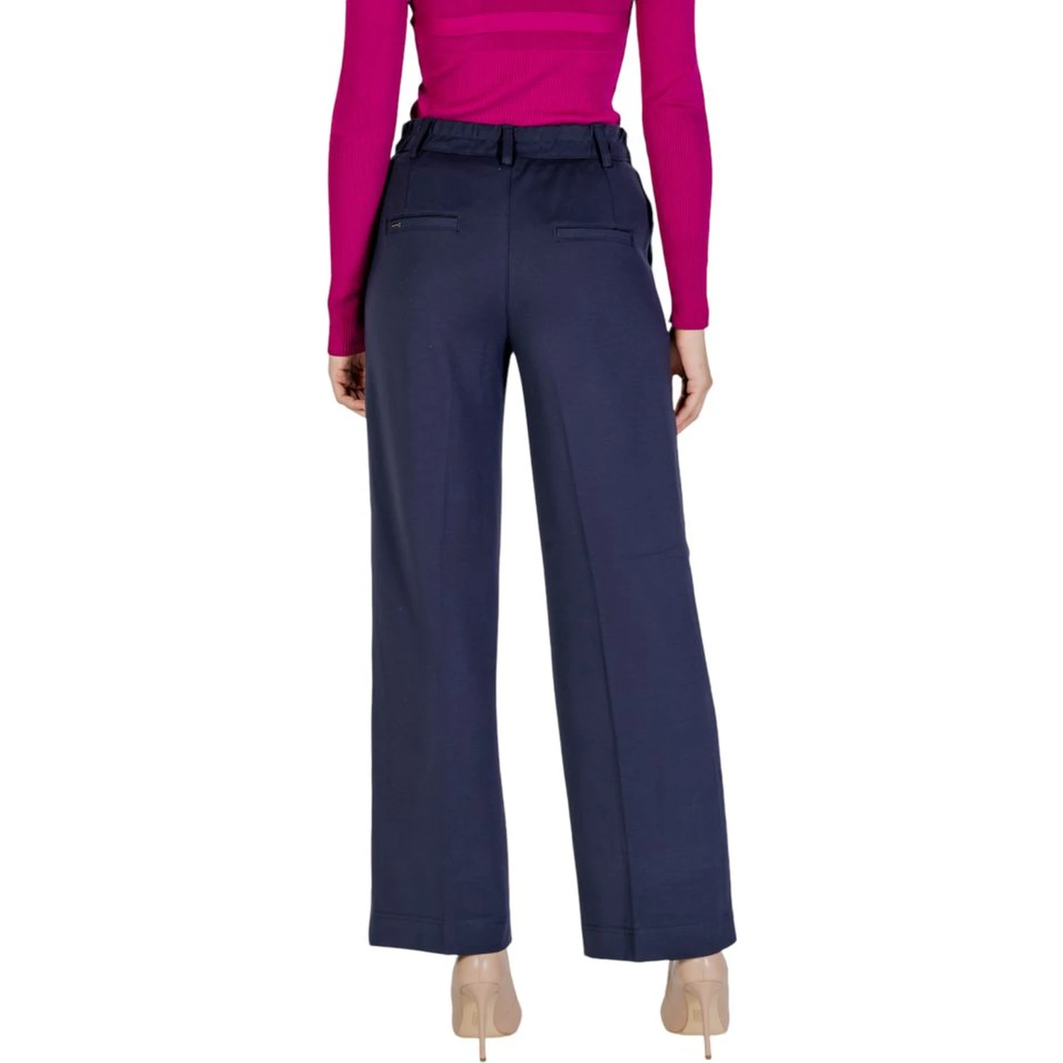 Blue Viscose Casual Pants