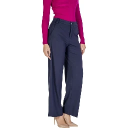 Blue Viscose Casual Pants