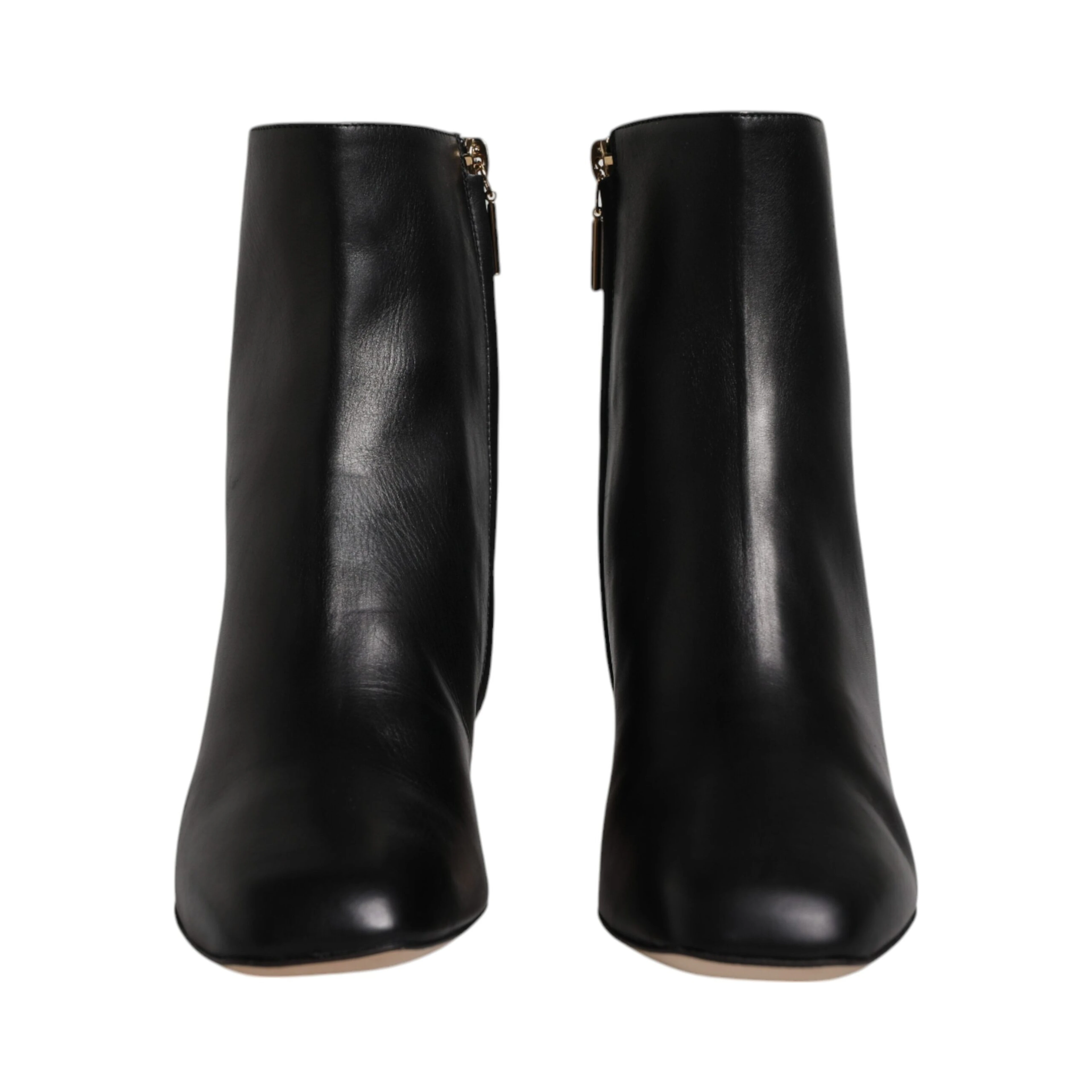 Black Jackie Leather Mid Calf Boots Shoes