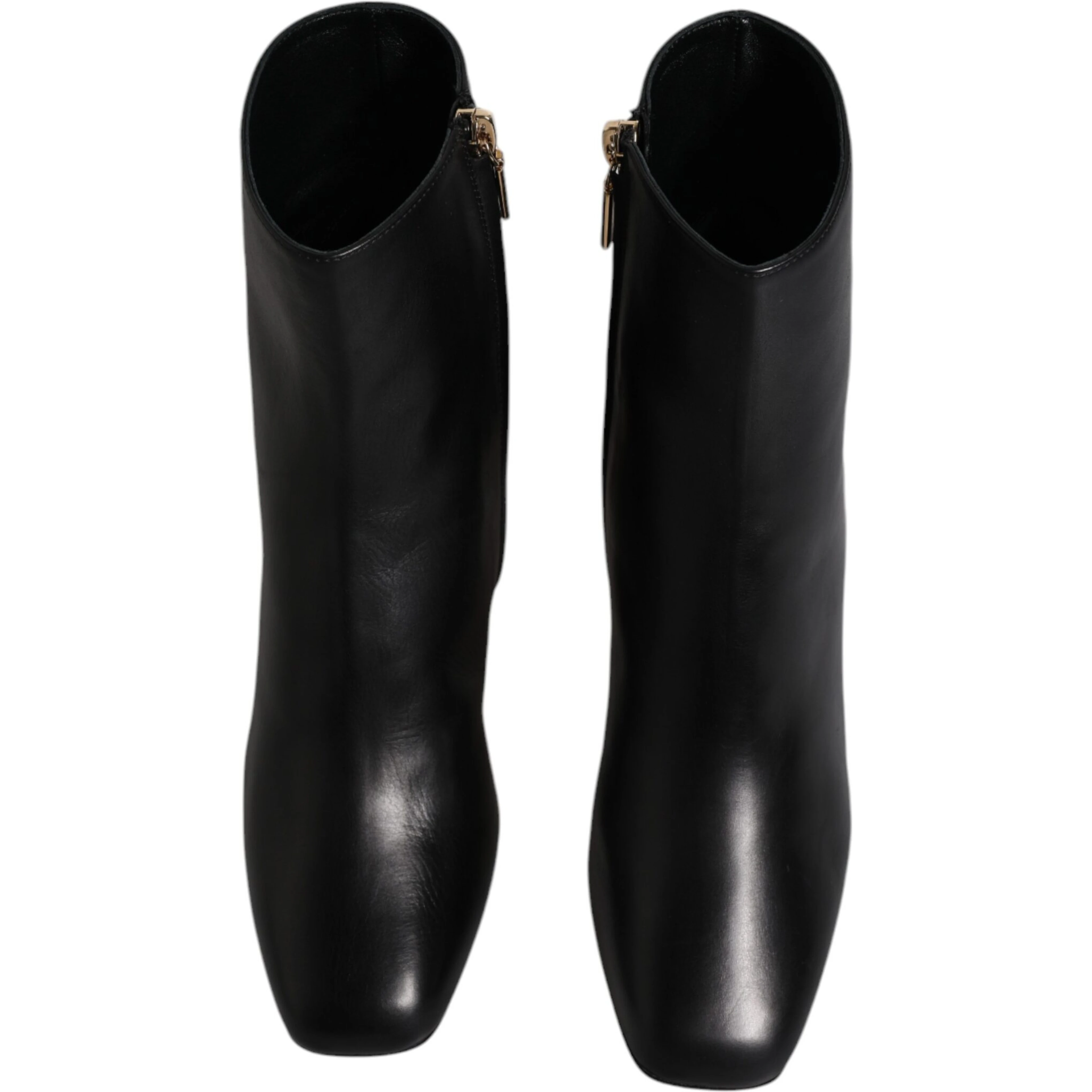 Black Jackie Leather Mid Calf Boots Shoes