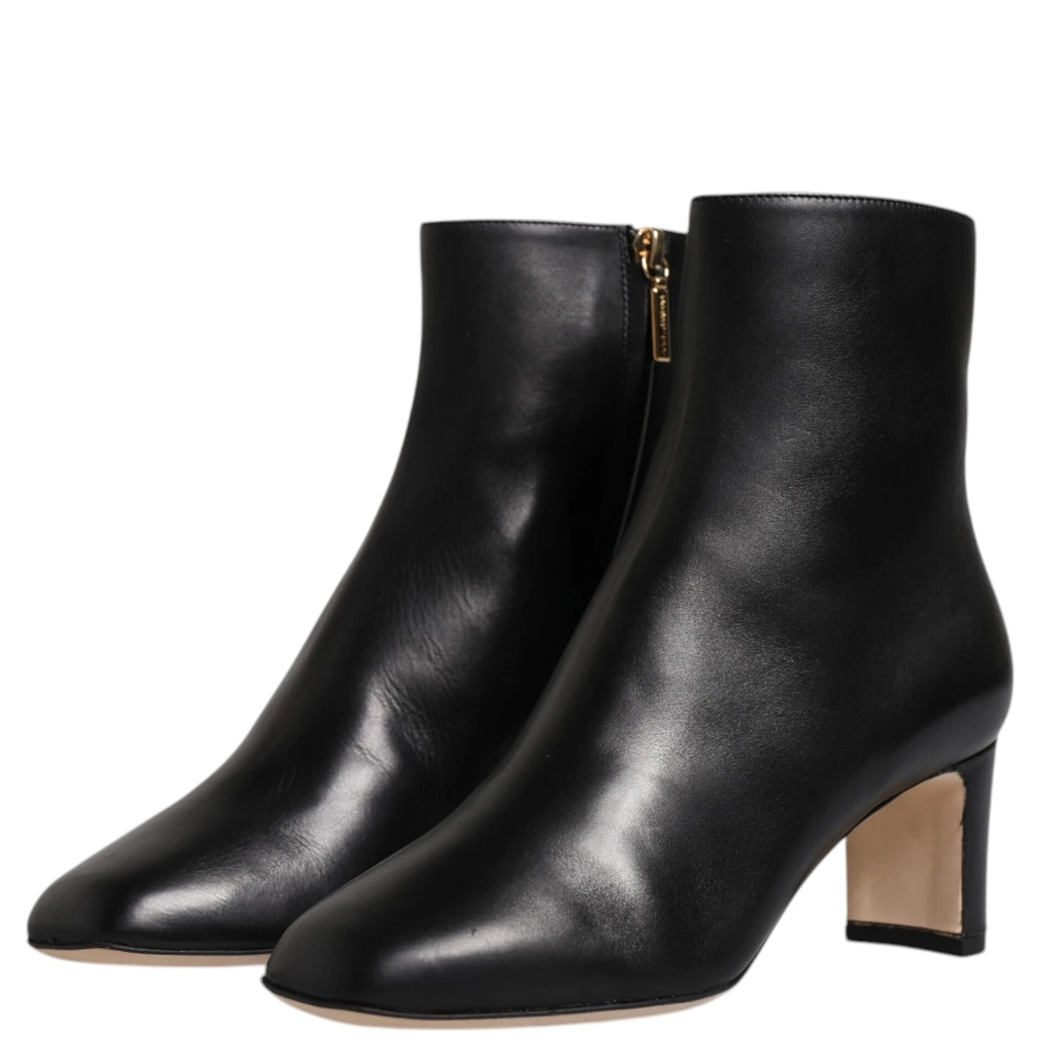 Black Jackie Leather Mid Calf Boots Shoes