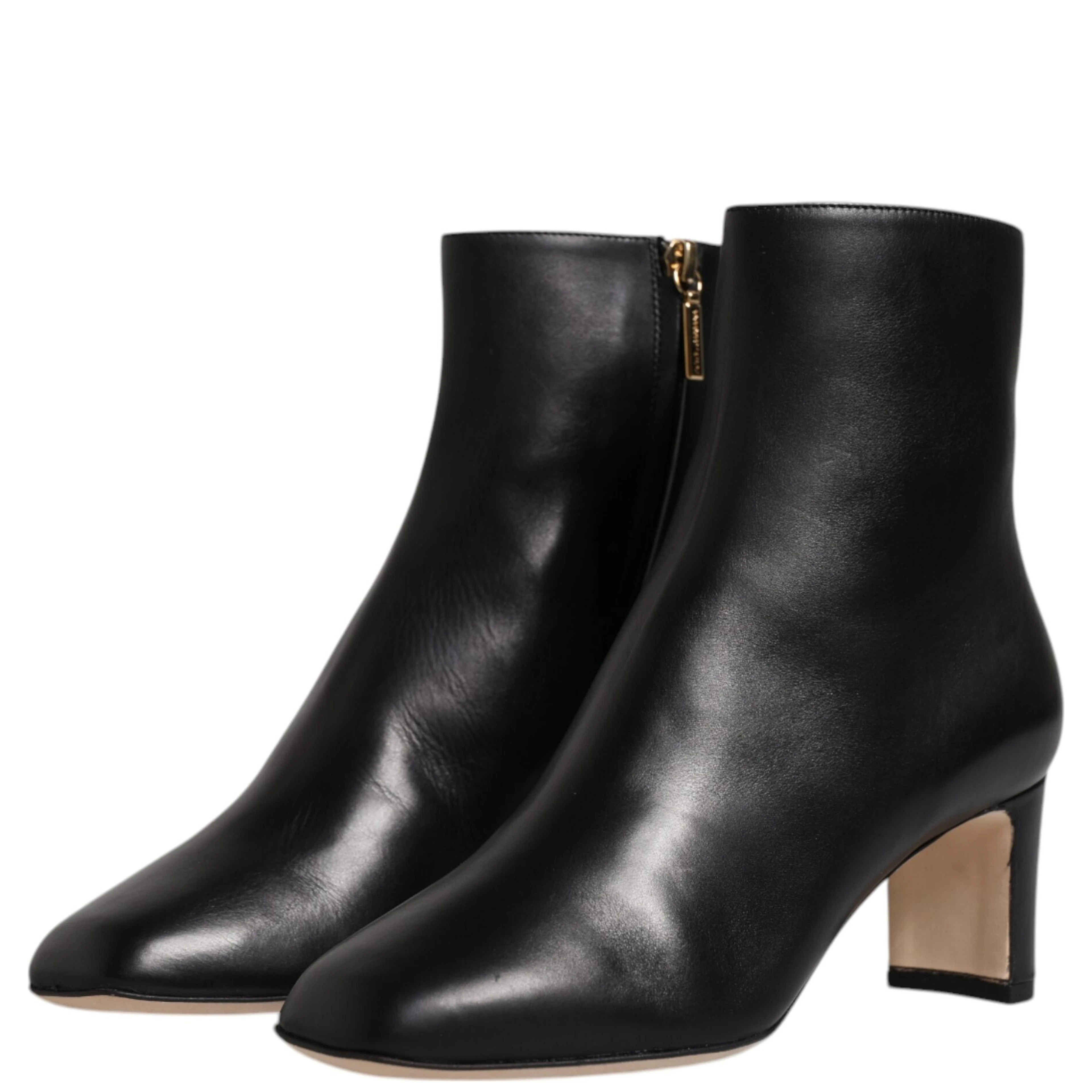 Black Jackie Leather Mid Calf Boots Shoes