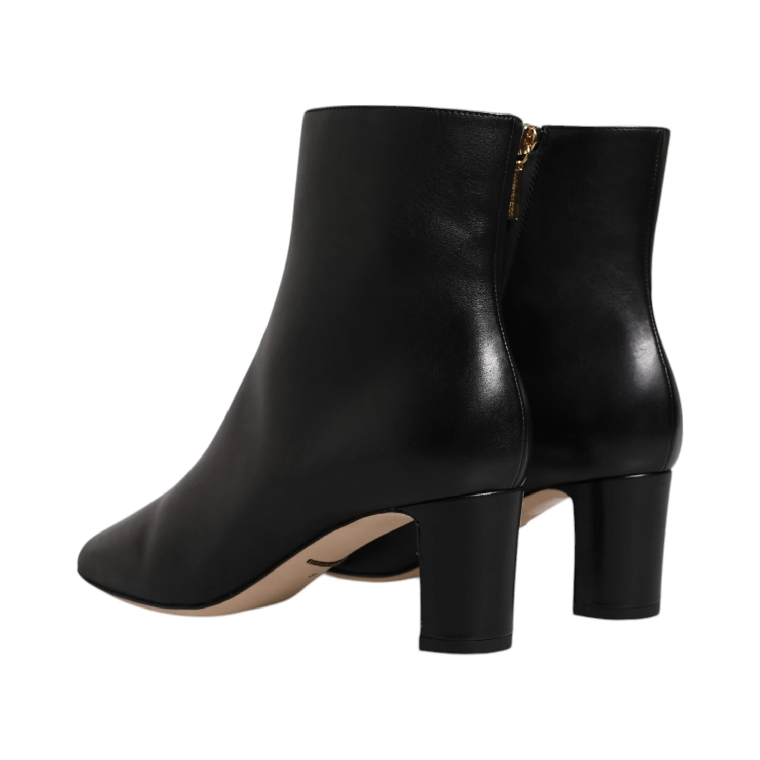 Black Jackie Leather Mid Calf Boots Shoes
