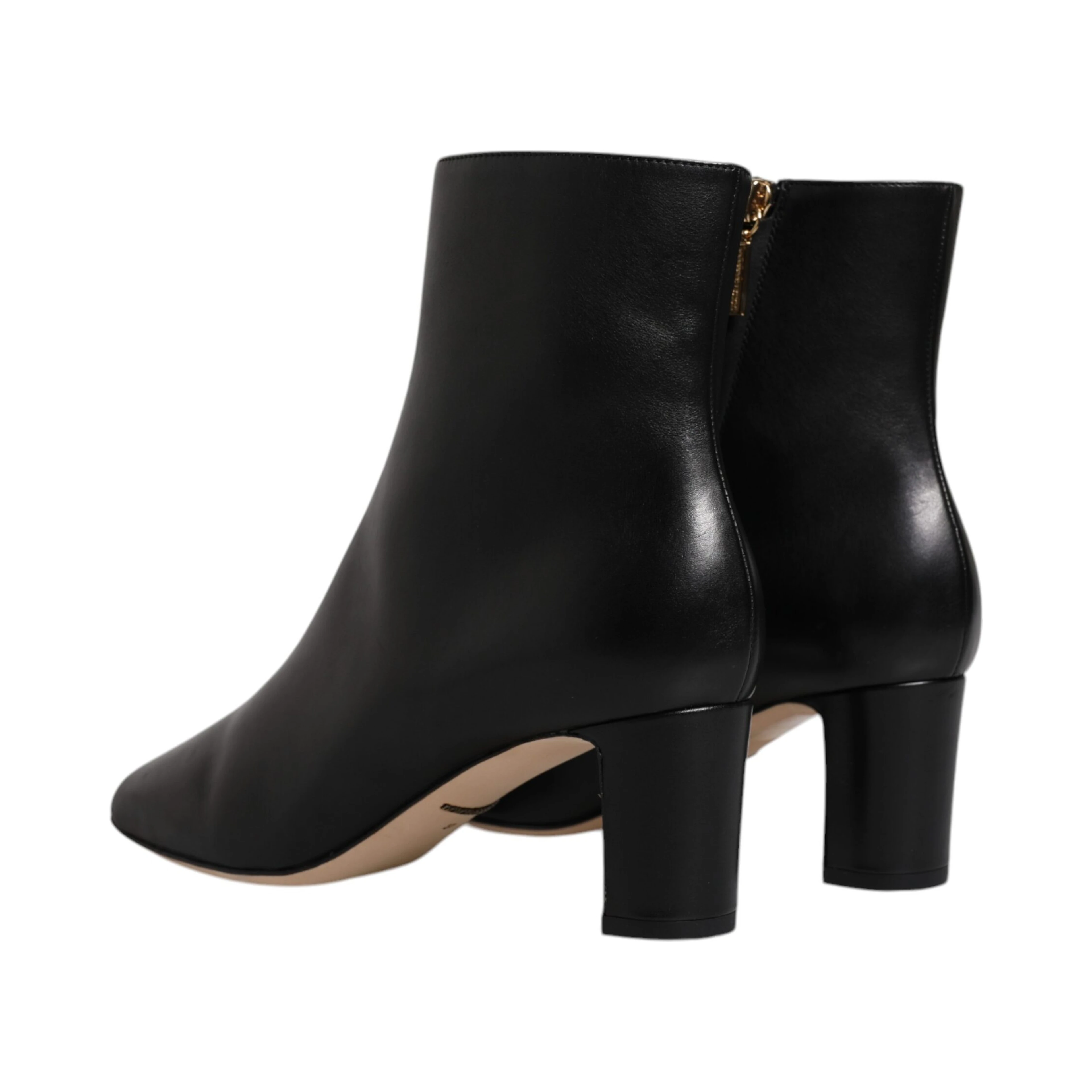 Black Jackie Leather Mid Calf Boots Shoes
