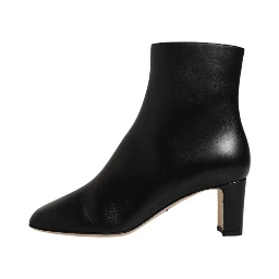 Black Jackie Leather Mid Calf Boots Shoes