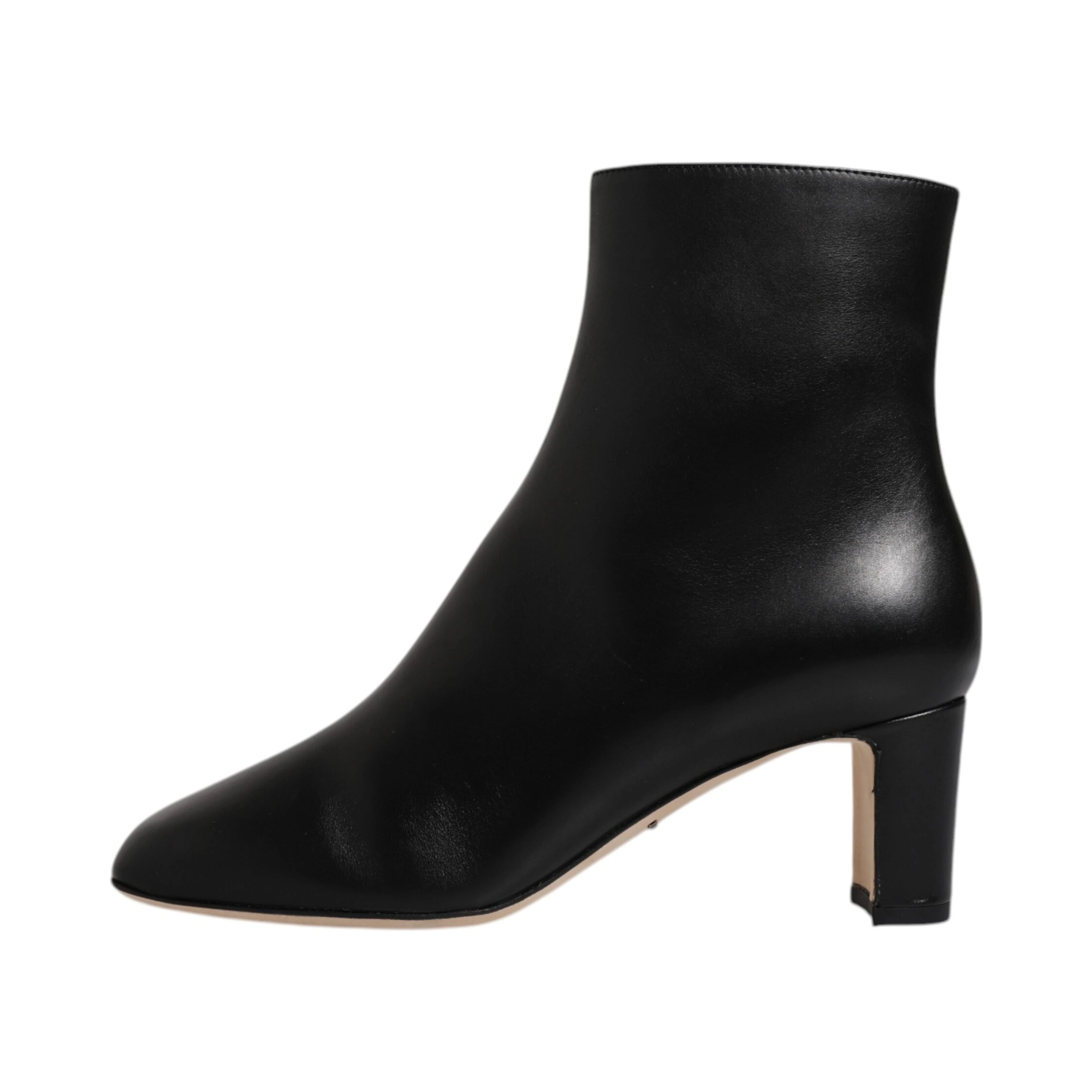 Black Jackie Leather Mid Calf Boots Shoes