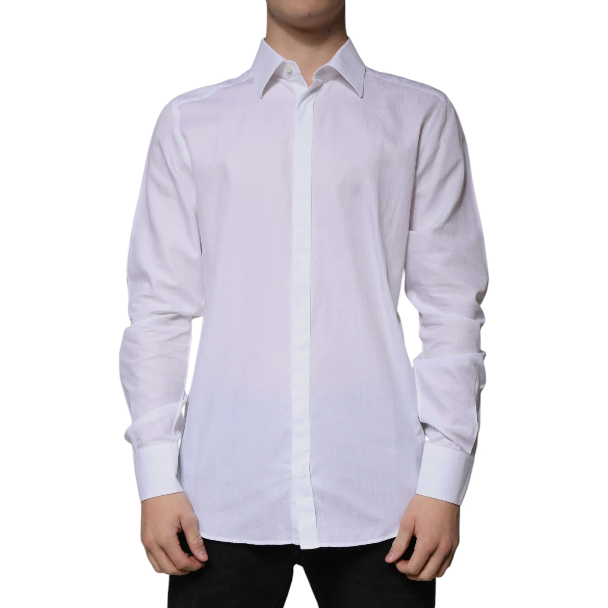 White Cotton Slim Fit Formal GOLD Dress Shirt