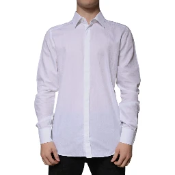 White Cotton Slim Fit Formal GOLD Dress Shirt