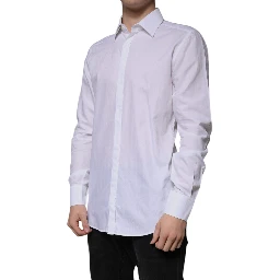 White Cotton Slim Fit Formal GOLD Dress Shirt