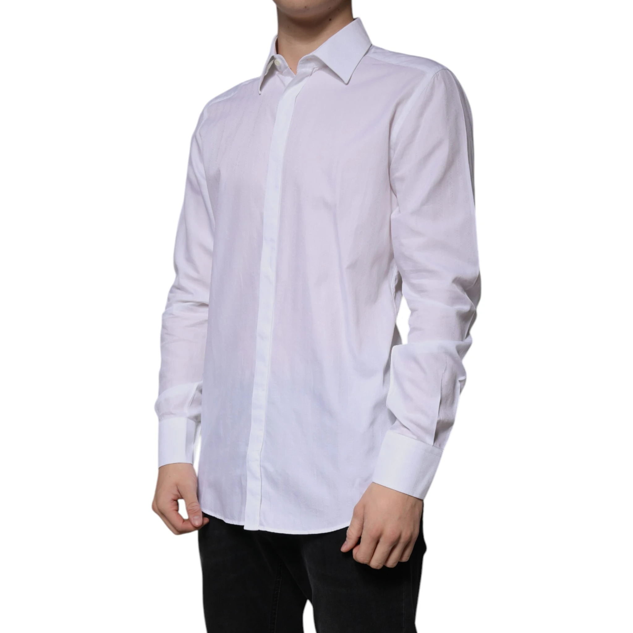 White Cotton Slim Fit Formal GOLD Dress Shirt