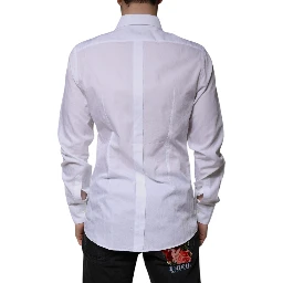 White Cotton Slim Fit Formal GOLD Dress Shirt