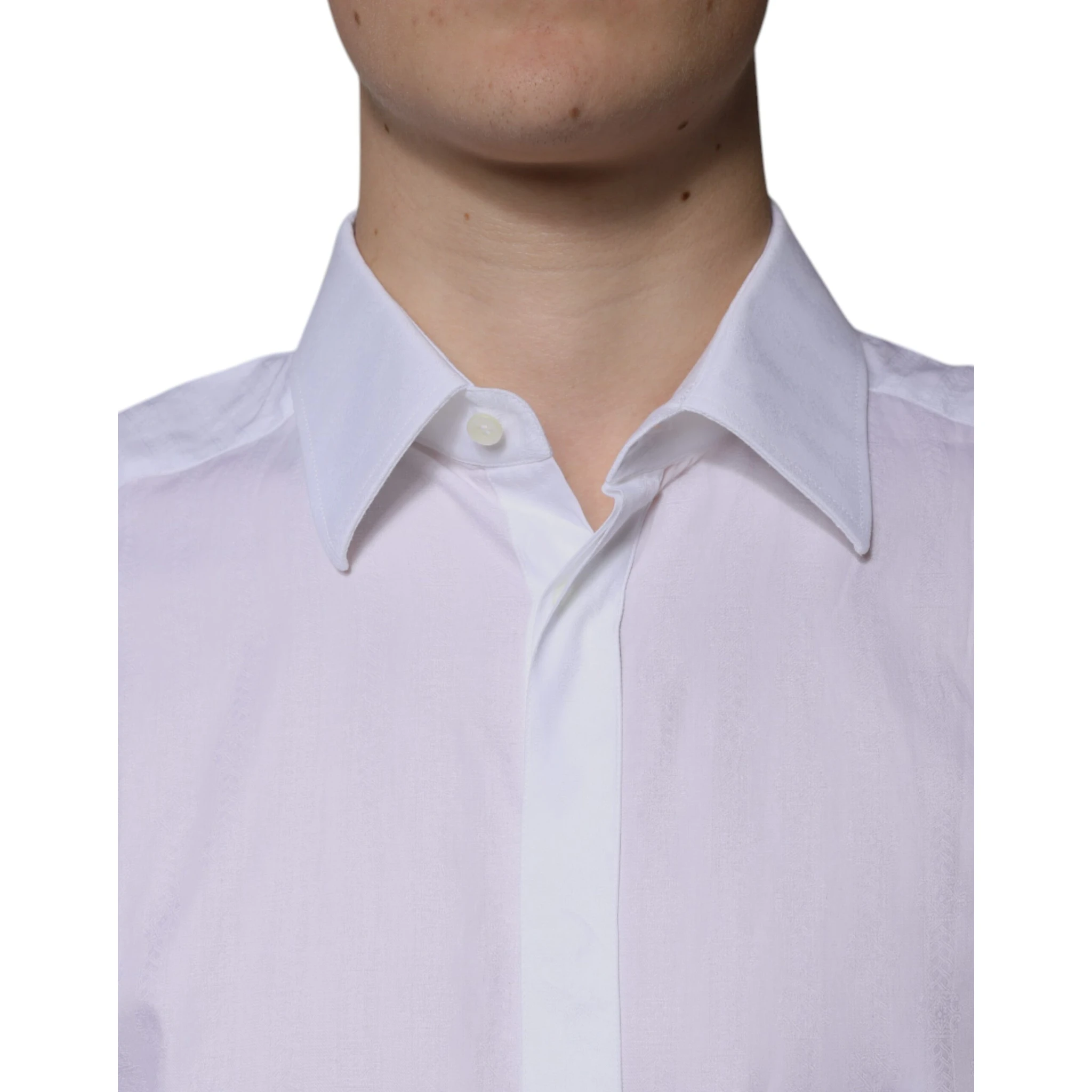 White Cotton Slim Fit Formal GOLD Dress Shirt