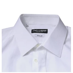 White Cotton Slim Fit Formal GOLD Dress Shirt