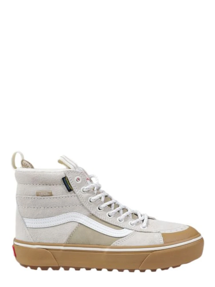 Beige Leather High Top Sneakers