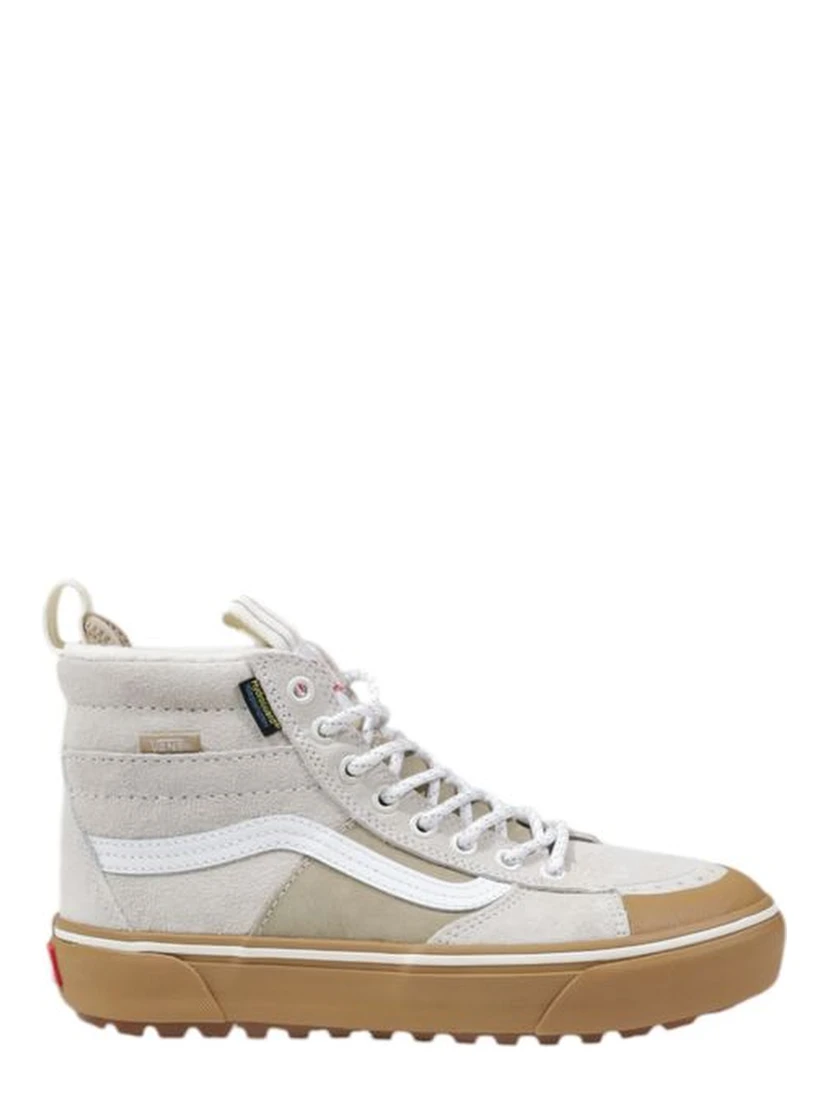 Beige Leather High Top Sneakers