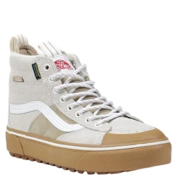 Beige Leather High Top Sneakers