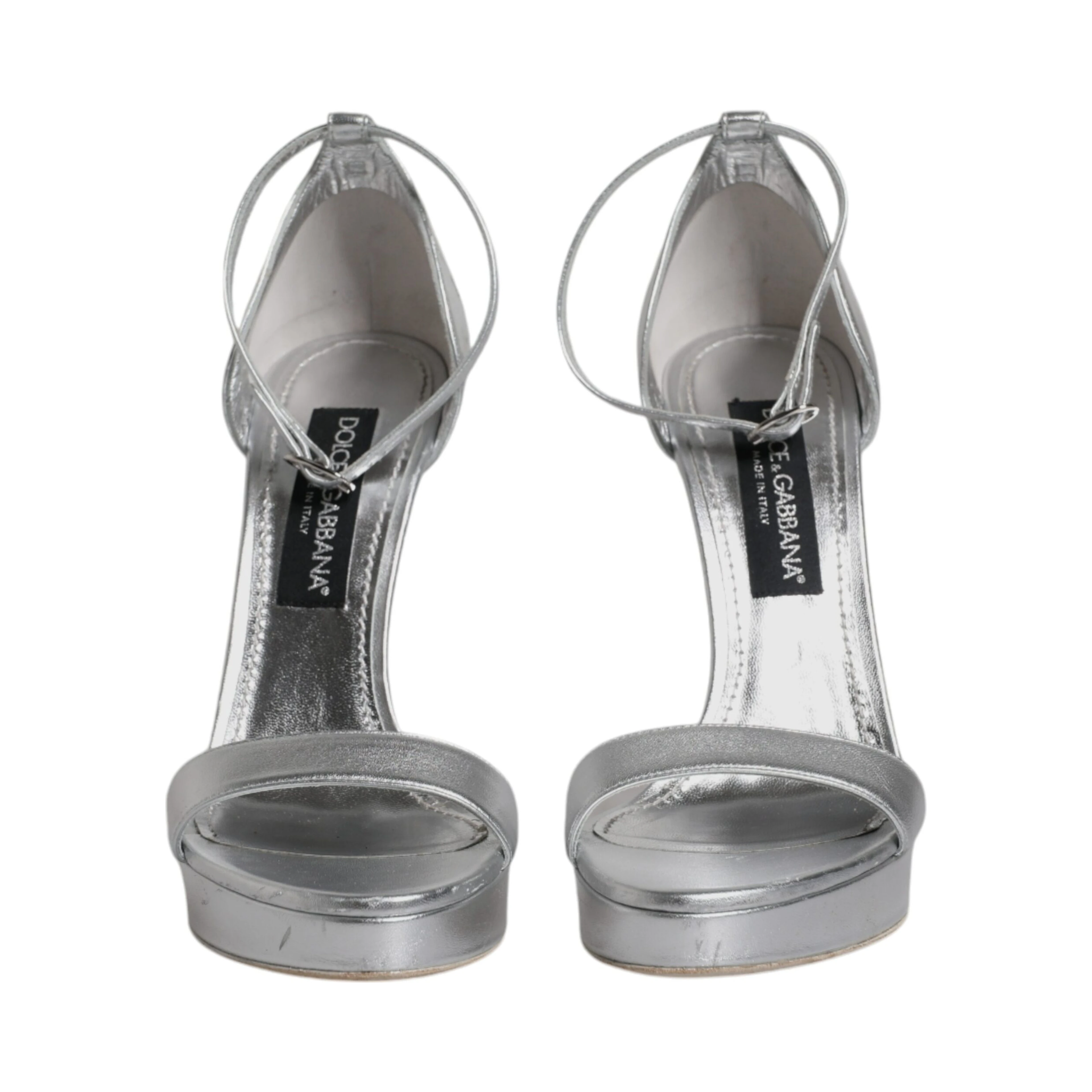 Silver Leather Platform Keira Sandals Shoes