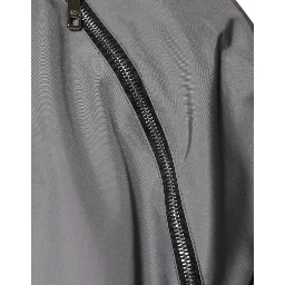 Gray Polyester Hooded Men Full Zip Jacket