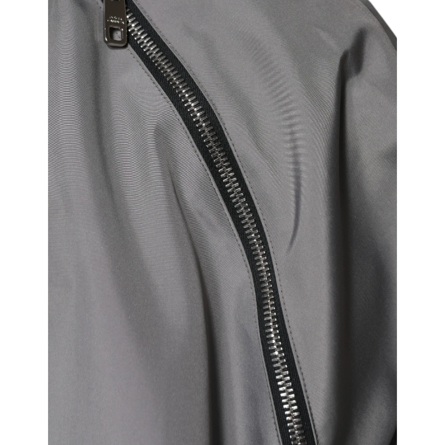 Gray Polyester Hooded Men Full Zip Jacket