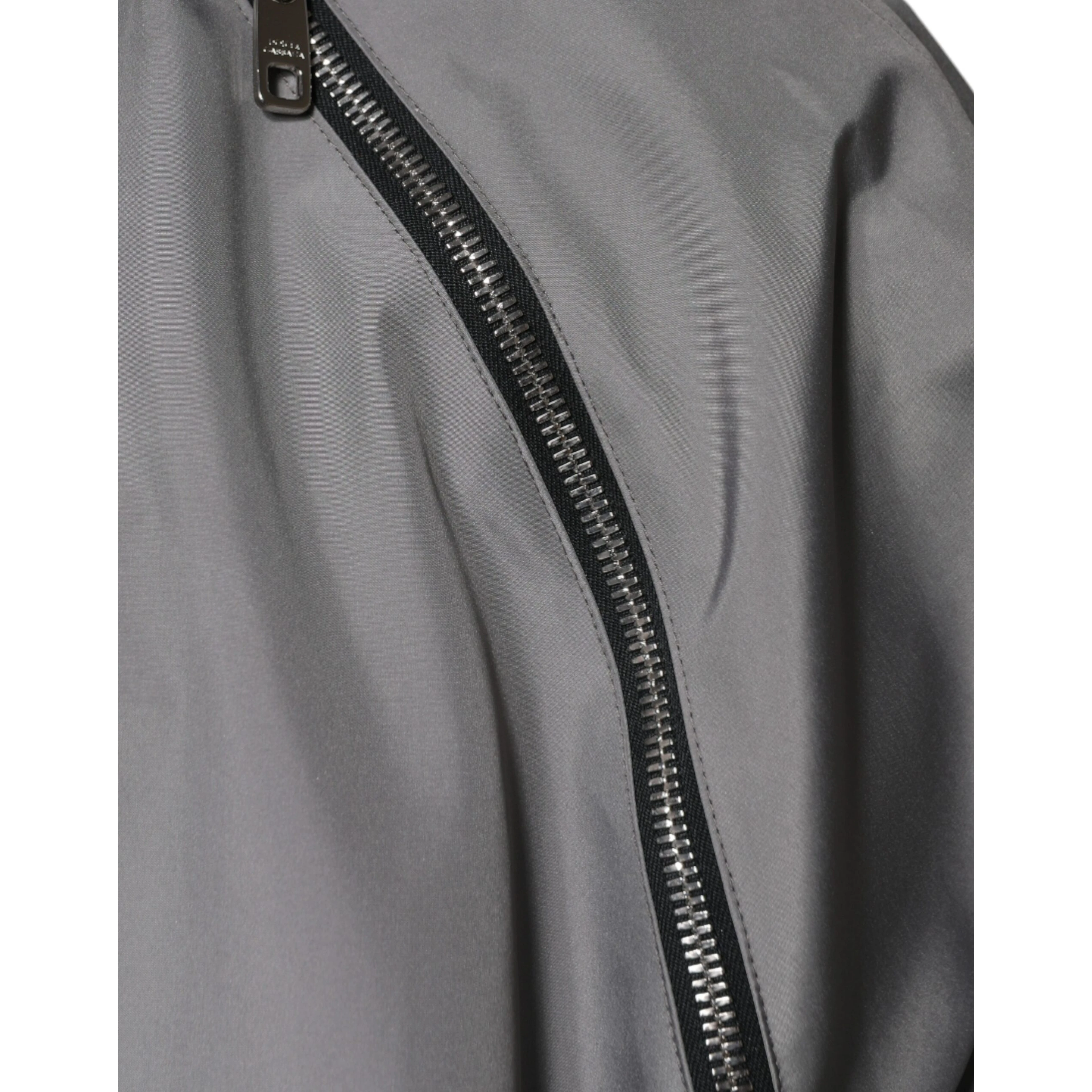 Gray Polyester Hooded Men Full Zip Jacket