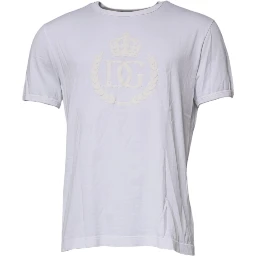 White Logo Embossed Cotton Crewneck T-shirt