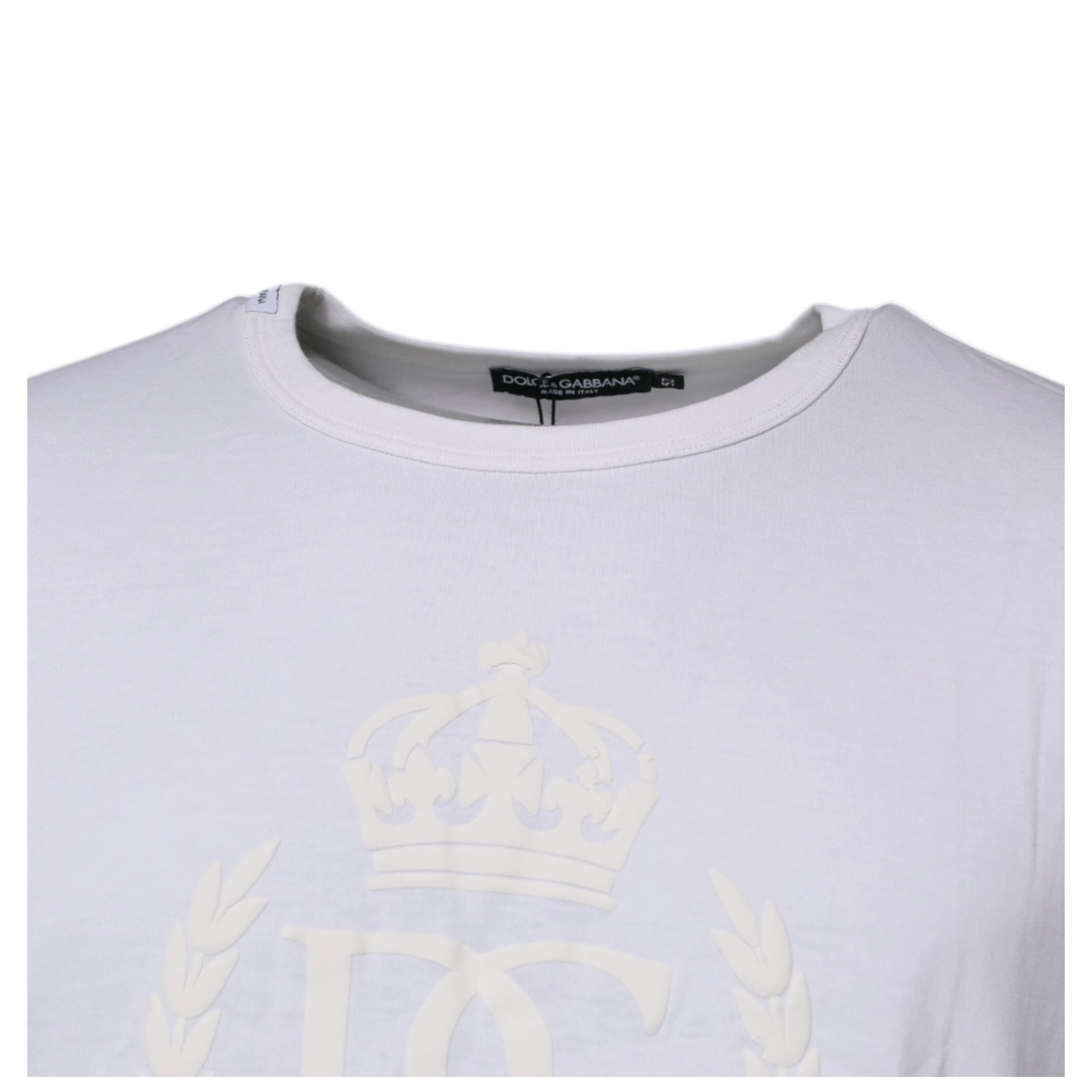 White Logo Embossed Cotton Crewneck T-shirt