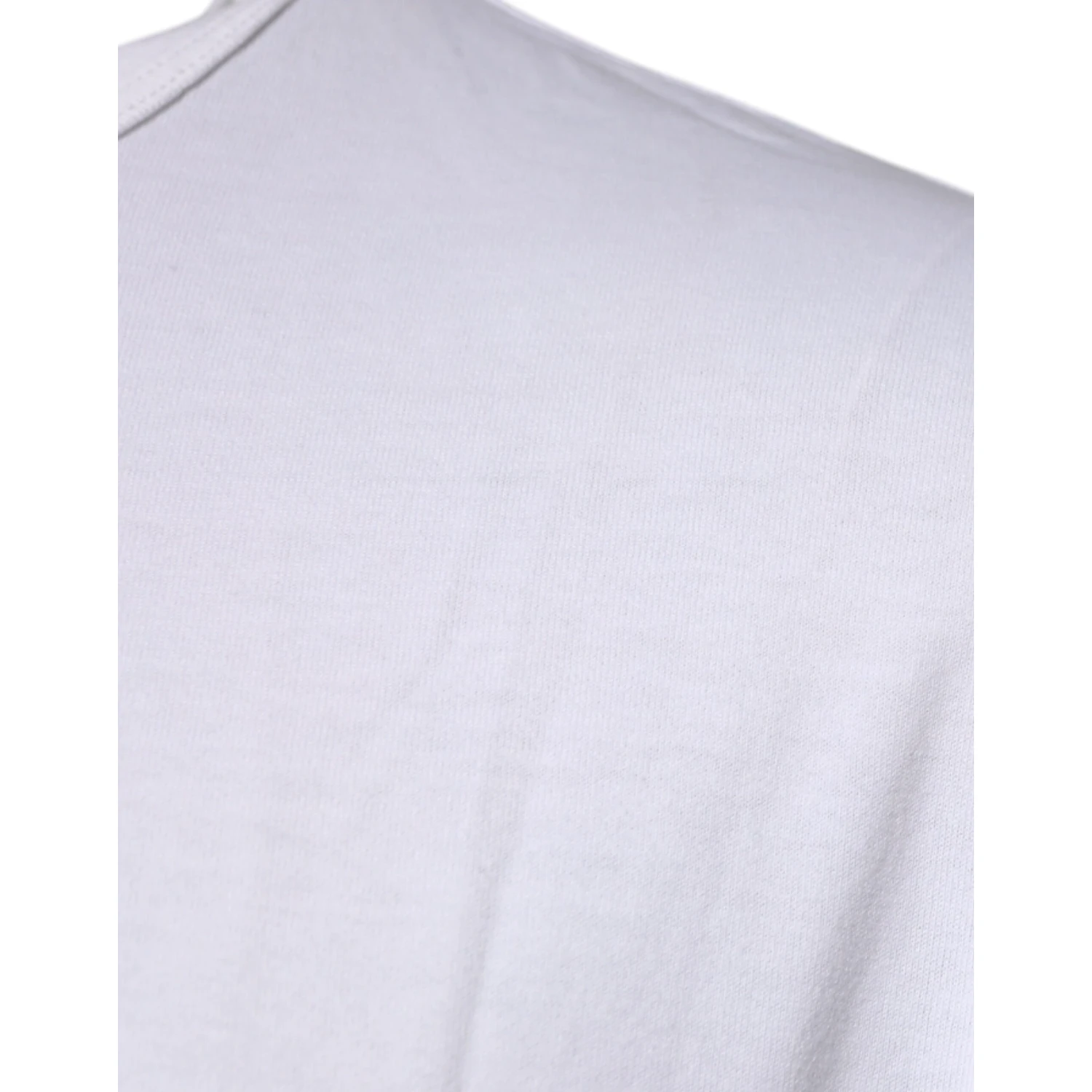 White Logo Embossed Cotton Crewneck T-shirt