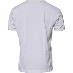 White Logo Embossed Cotton Crewneck T-shirt