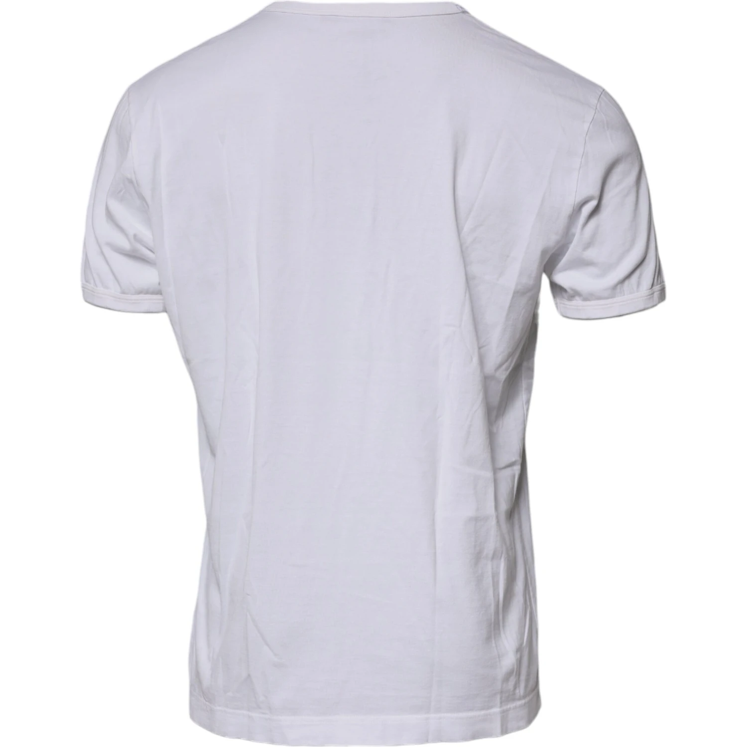 White Logo Embossed Cotton Crewneck T-shirt