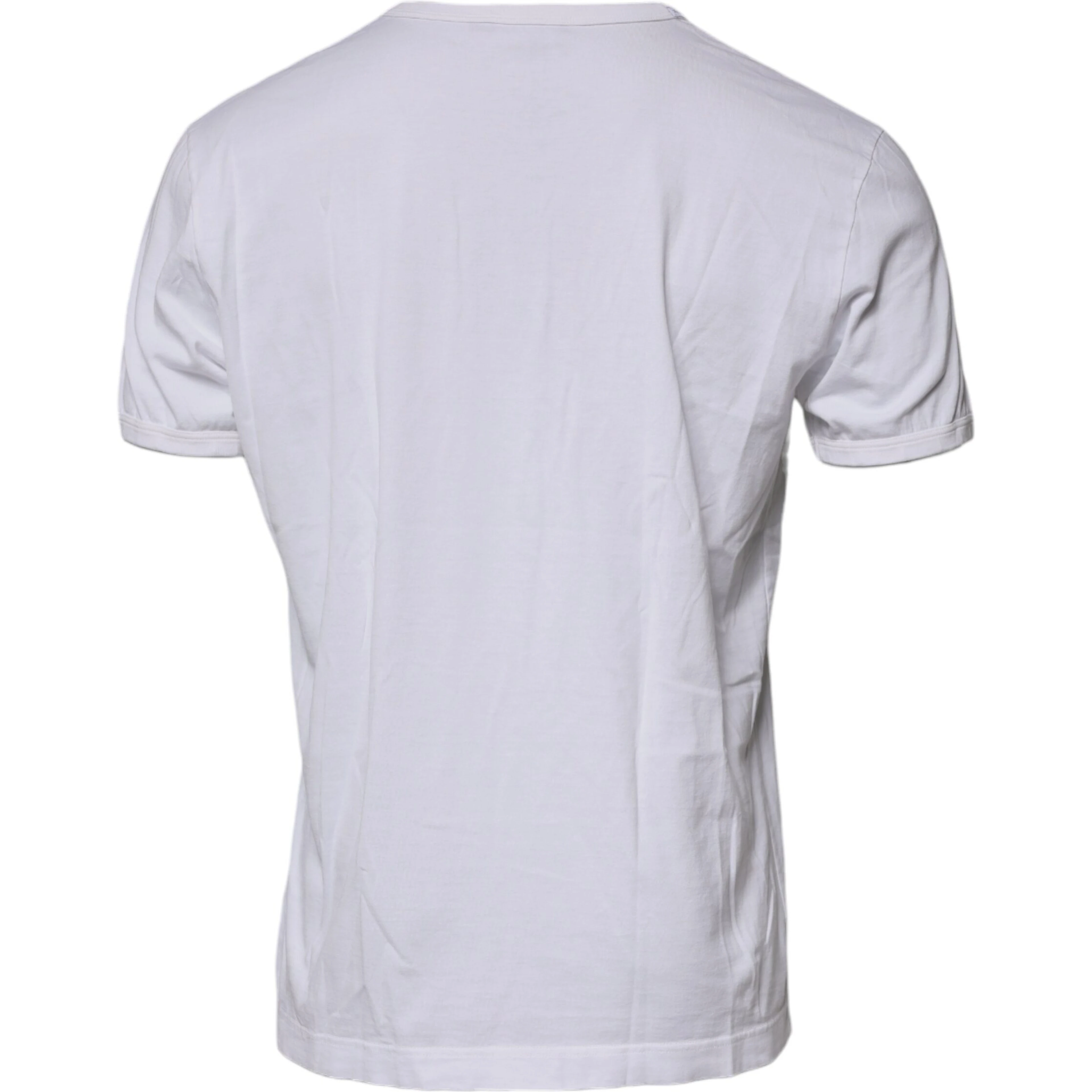 White Logo Embossed Cotton Crewneck T-shirt