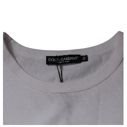 White Logo Embossed Cotton Crewneck T-shirt