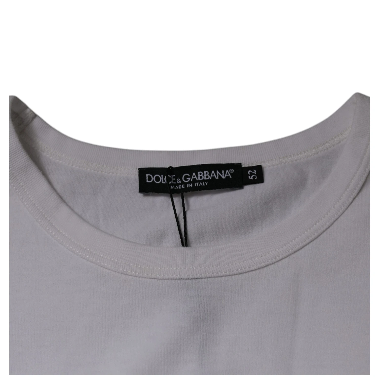 White Logo Embossed Cotton Crewneck T-shirt