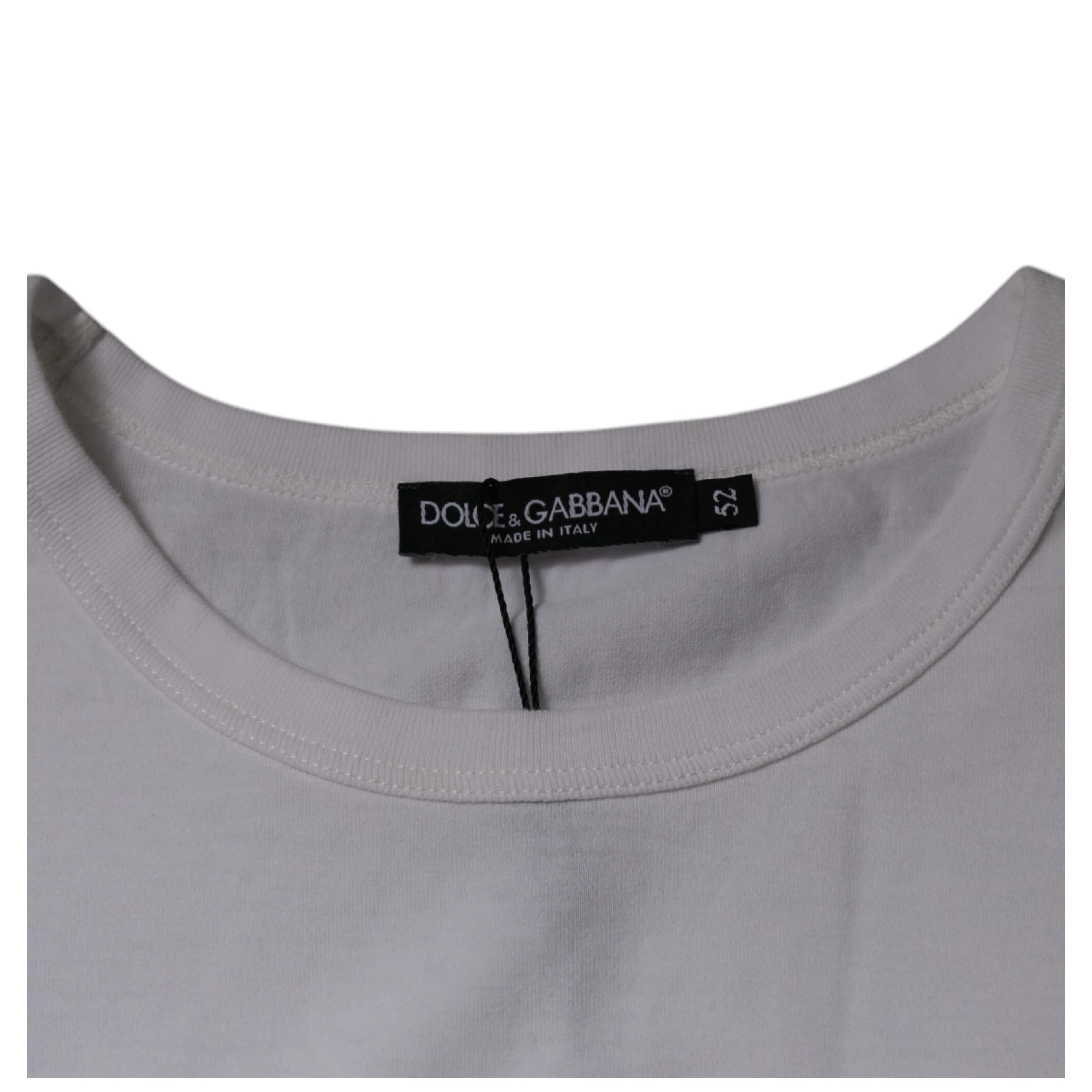 White Logo Embossed Cotton Crewneck T-shirt