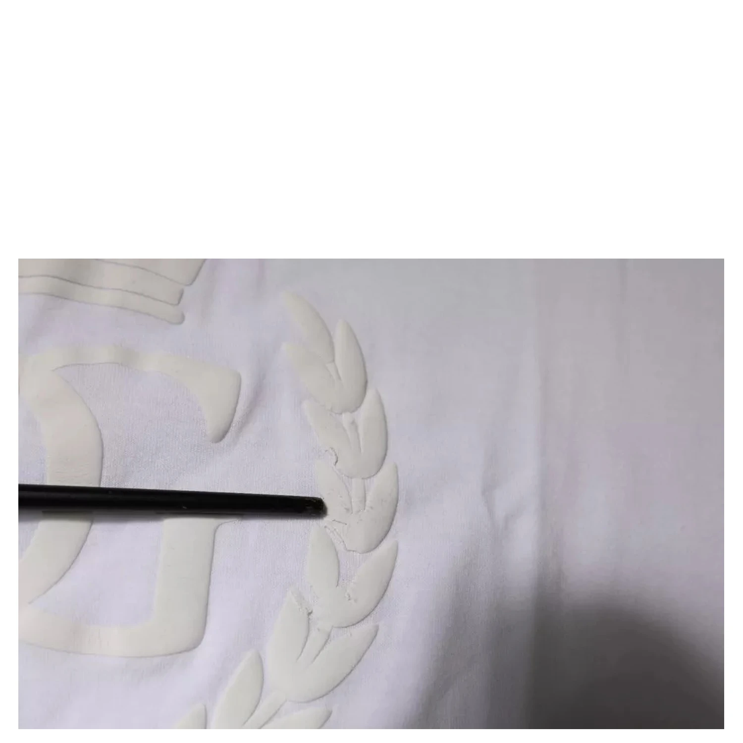 White Logo Embossed Cotton Crewneck T-shirt