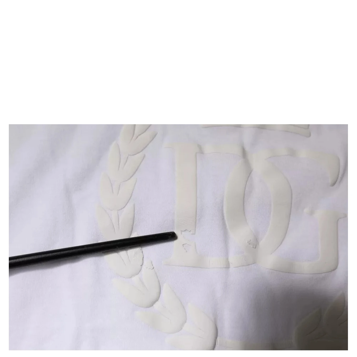White Logo Embossed Cotton Crewneck T-shirt