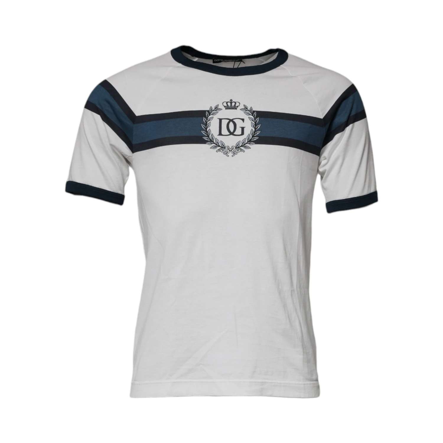 White DG Crown Cotton Crew Neck T-shirt