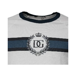 White DG Crown Cotton Crew Neck T-shirt