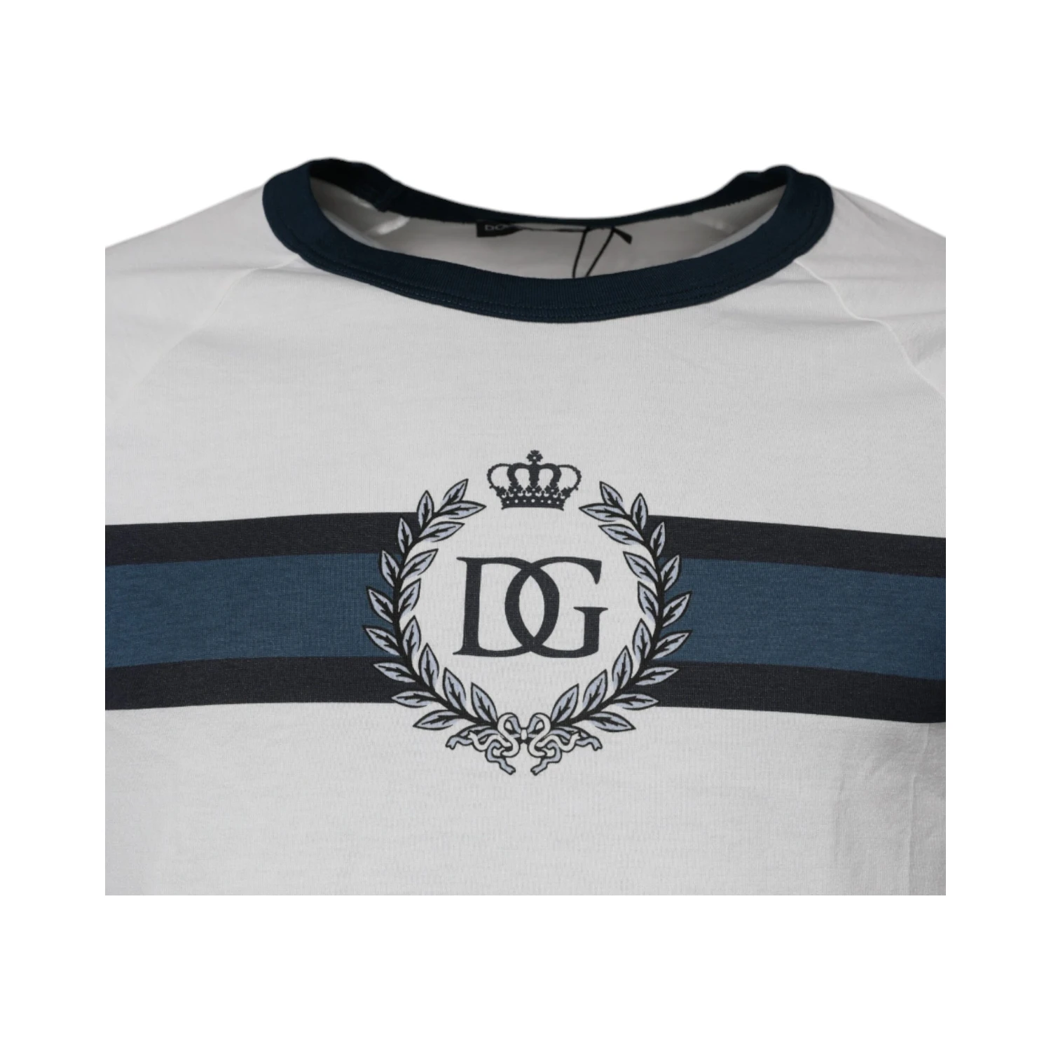 White DG Crown Cotton Crew Neck T-shirt